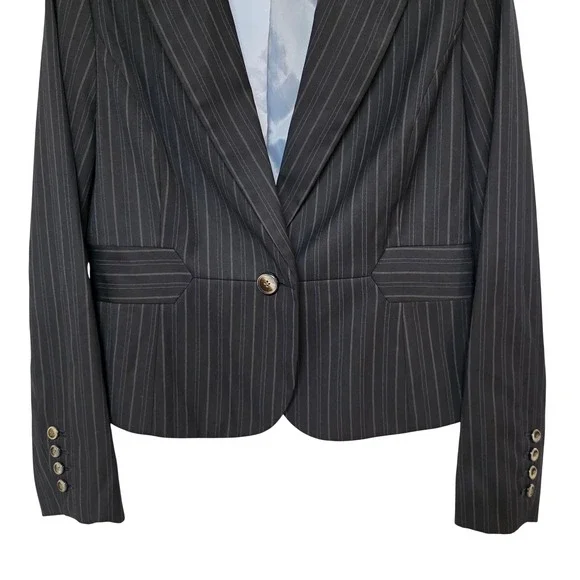 Vintage Y2K Signature by Larry Levine Grey Blue Pinstripe 3 Piece Suit Womens 12 - Picture 7 of 16
